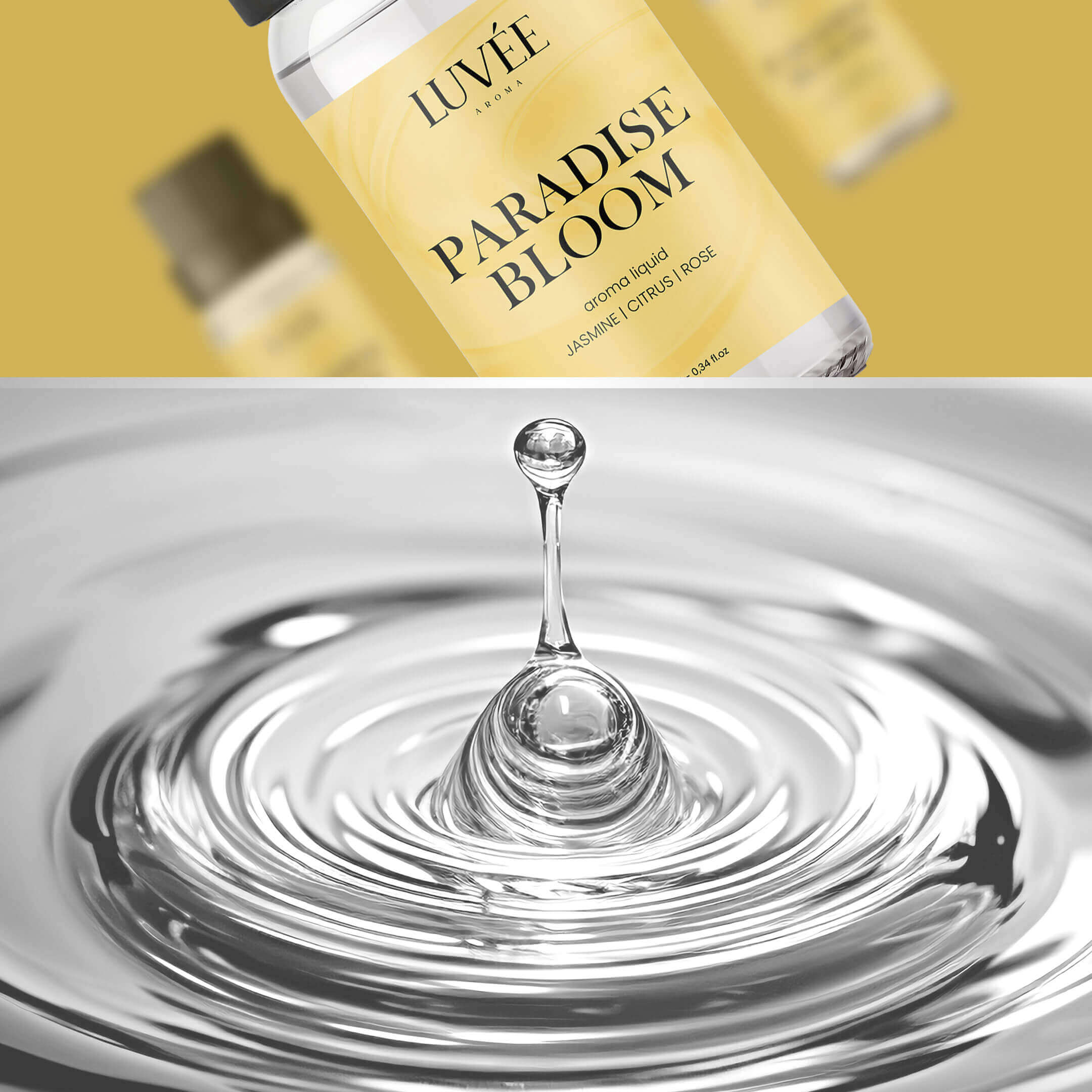 Luvée Paradise Bloom – luxury essential oil with blooming floral notes, perfect for natural home aromatherapy.